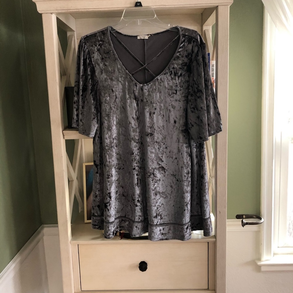 Gray velvet top